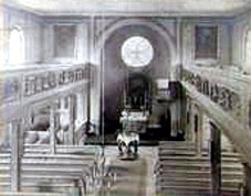 Innenansicht der Kienitzer Kirche, vor ihrer Zerstrung.